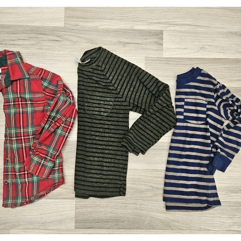 Boys Longsleeve Stripe Shirts Size 5/6 Casual Tommy Bahama Zara Carters Holiday